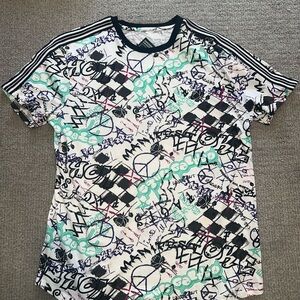 Graphic Print T-Shirt with Black Accents